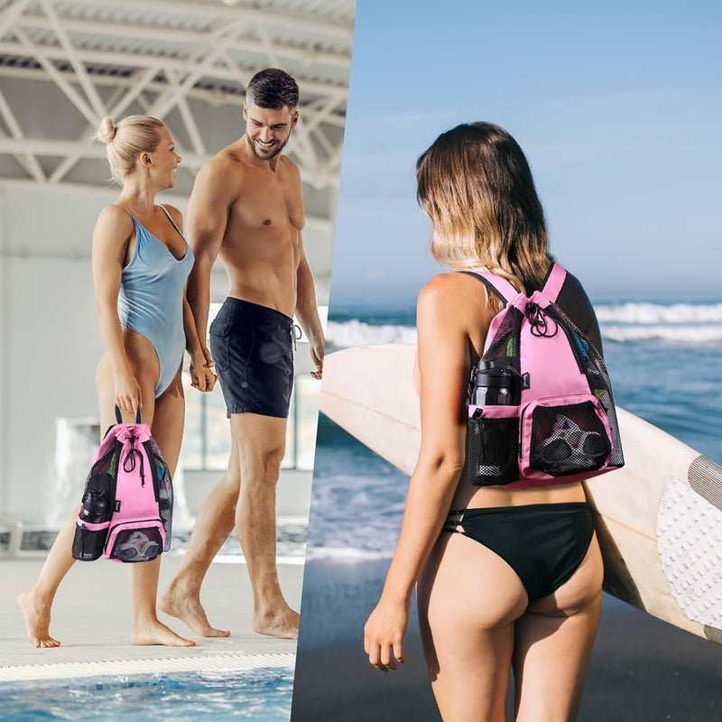 Timoxi Swim Bag Beach Backpack with Padded Shoulder Strap Mesh Backpack with Wet Pocket for Swimming, Gym - Image 2